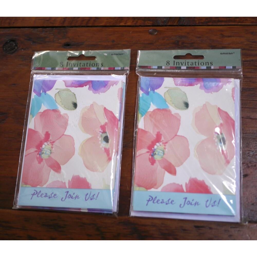 Lot of 16 NEW NIB ‘Poppy Collage’ Floral Party Shower Invite Cards + Envelopes